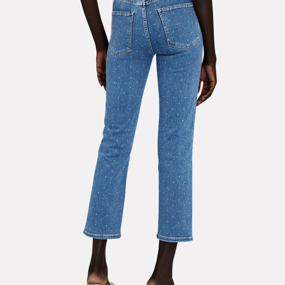 Le Jean Sabine Embellished Crystal Studded Ankle Jeans NWOT 26 - Picture 4 of 5